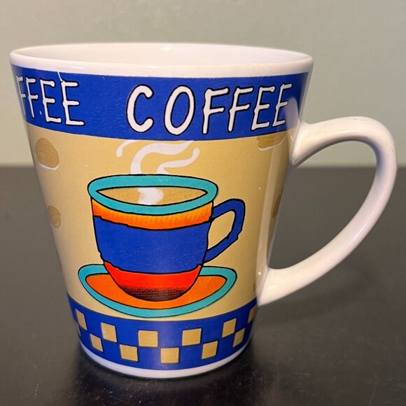 Pair of LATTE & COFFEE Mugs with Café Graphics in Eye-Popping Electric Colors - Picture 7 of 11